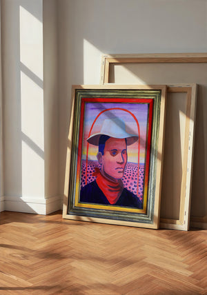 JY Crum Cowboy Portrait art print by Caya Crum — neutral frame room mockup