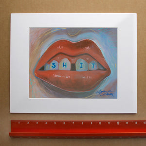 Gap Toothed Lips weirdcore art print by Caya Crum — horizontal room scene