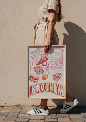 Brooklyn city art print by Caya Crum — framed with velvet mat