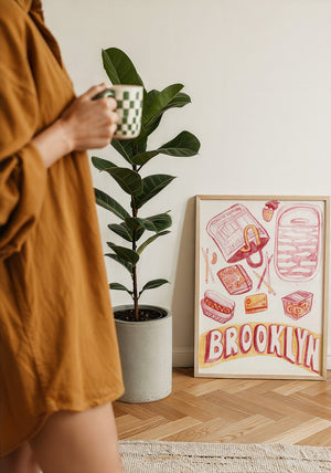 Brooklyn city art print by Caya Crum — framed with velvet mat
