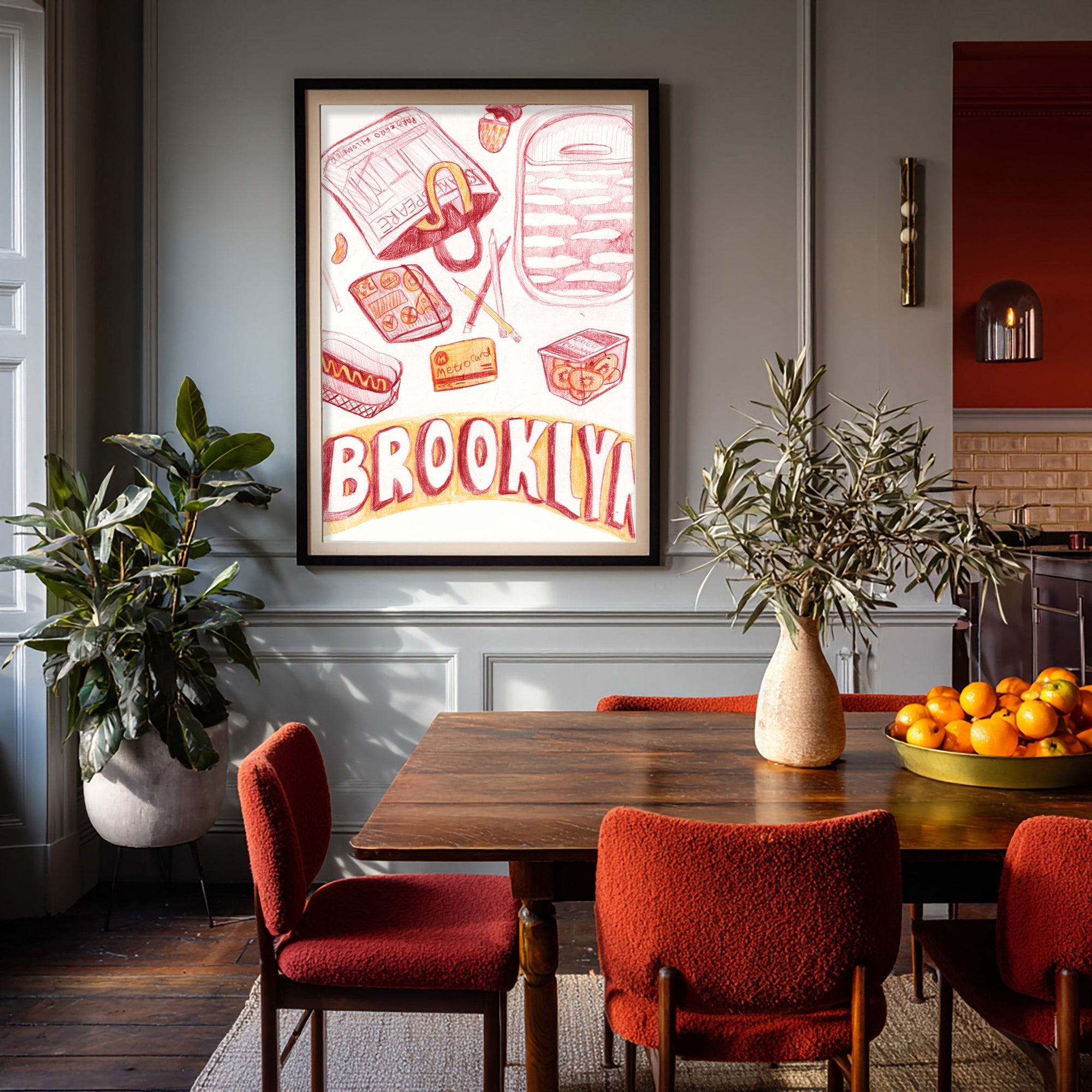 Brooklyn shown framed by Crum Art