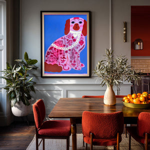 Pink Dog Tattoo shown framed by Crum Art