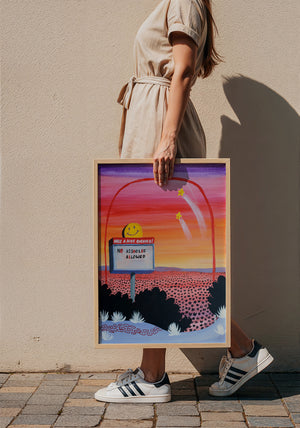 No A-Holes Neon Desert weirdcore print by Caya Crum — framed with velvet mat