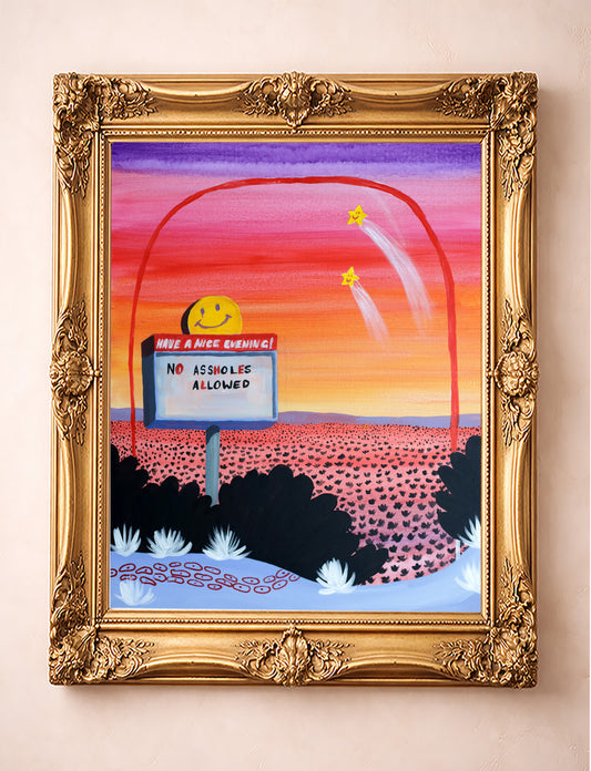 No A-Holes Allowed Art Print – Desert Neon Sign & Texas Sunset | Caya Crum Art