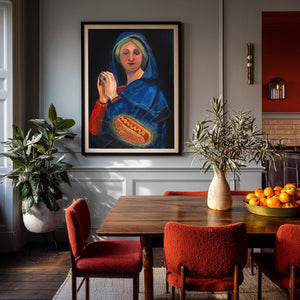 Mary Hot Dog Old Masters shown framed by Crum Art