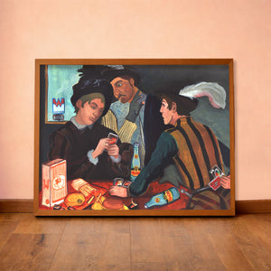 Old Masters Card Sharps Topo Chico art print by Caya Crum — horizontal room scene