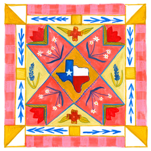 Bluebonnet Quilt Square — original painting by Caya Crum