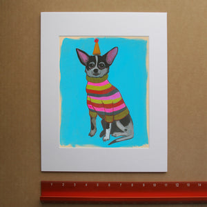 Chihuahua Party Hat Print | Caya Crum | Crum Art
