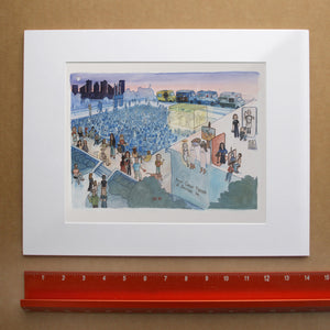 Amon Carter Night on the Porch Fort Worth art print by Caya Crum — with white mat