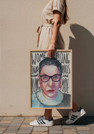 Ruth Bader Ginsburg quote feminist art print by Caya Crum — framed with velvet mat