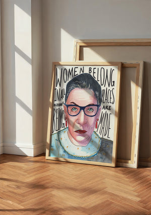 Ruth Bader Ginsburg quote feminist art print by Caya Crum — neutral frame room mockup