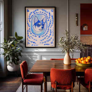 Preppy Dog shown framed by Crum Art