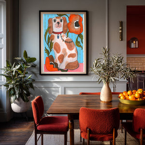 Cavalier King Charles shown framed by Crum Art