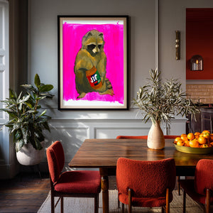 Jiff Raccoon Weirdcore shown framed by Crum Art