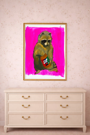 Jiff Raccoon Weirdcore shown framed by Crum Art