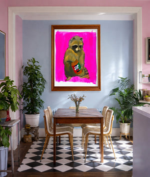 Jiff Raccoon Weirdcore shown framed by Crum Art