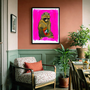 Jiff Raccoon Weirdcore shown framed by Crum Art