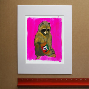 Jiff Raccoon Art Print — Peanut Butter Raccoon Print Weirdcore Wall Art | Caya Crum Art
