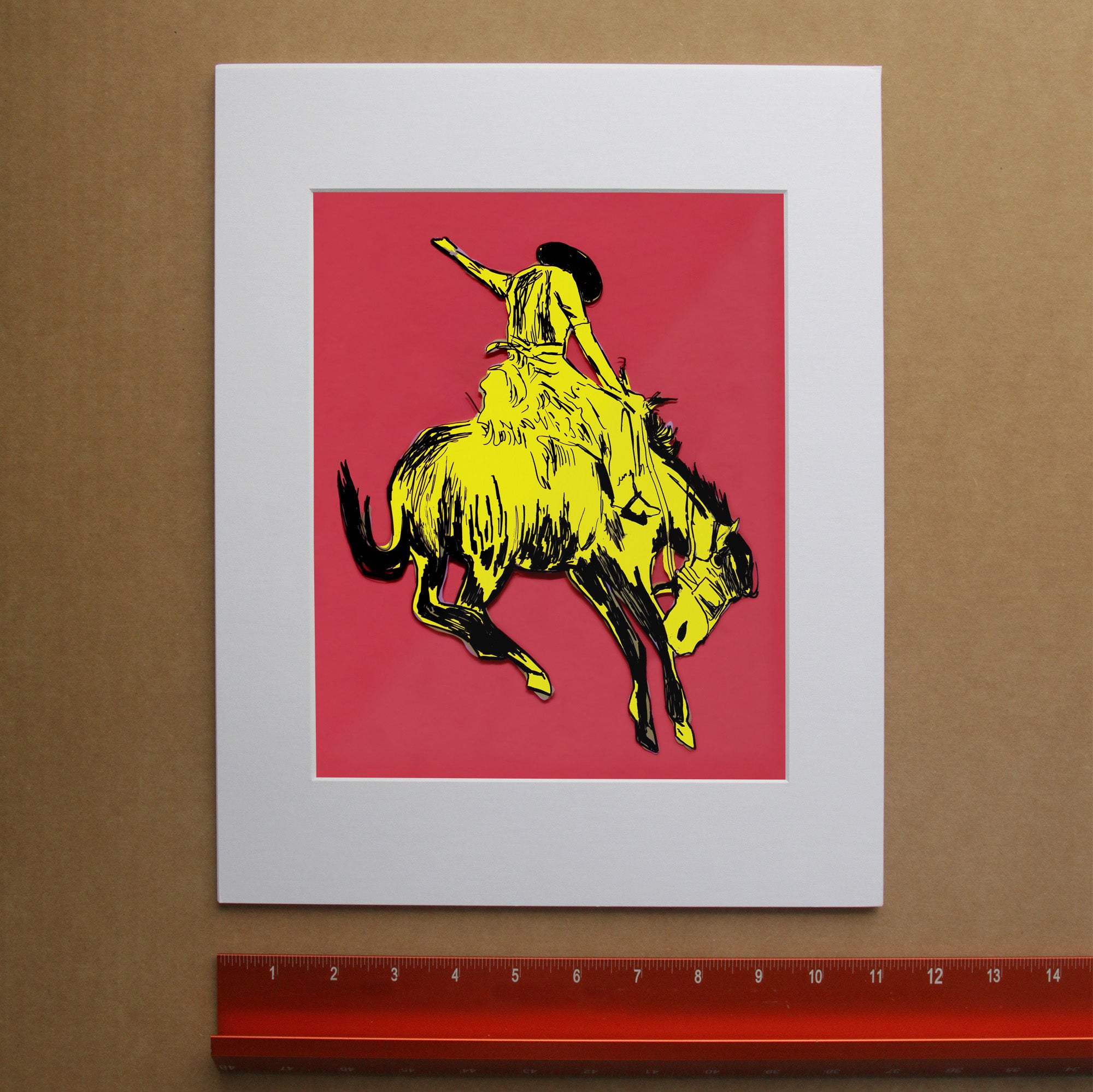 Rodeo Art | Bucking Horse Yellow Pink | Caya Crum Art
