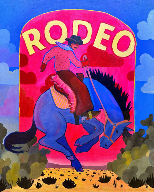 Colorful Rodeo Cowboy Bronco Buster Print | Western Art and Decor | Caya Crum | Crum Art