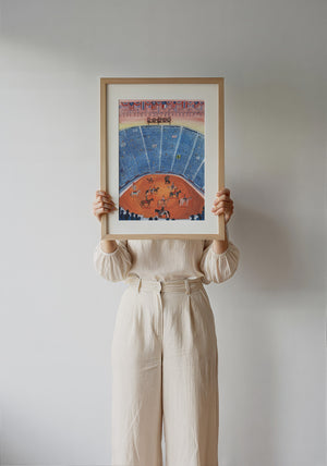 Houston Rodeo Arena rodeo art print by Caya Crum — framed with velvet mat
