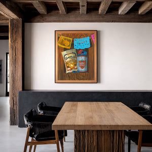 San Antonio Fiesta Pioneer Lone Star Still Life shown framed by Crum Art