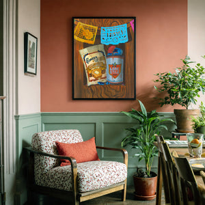 San Antonio kitchen wall art Fiesta Pioneer still life by Caya Crum in a bright modern room
