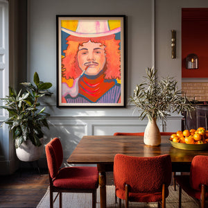 Smoking Cowboy Red Hair Jack Texas Western shown framed by Crum Art