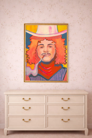 Smoking Cowboy Red Hair Jack Texas Western shown framed by Crum Art