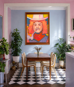 Smoking Cowboy Red Hair Jack Texas Western shown framed by Crum Art