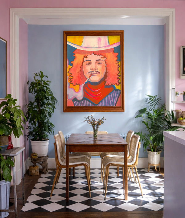 Smoking Cowboy Red Hair Jack Texas Western shown framed by Crum Art