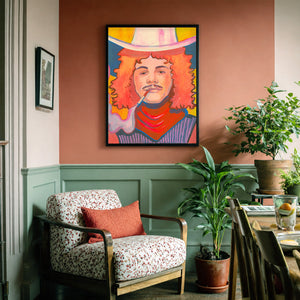 Smoking Cowboy Red Hair Jack Texas Western shown framed by Crum Art