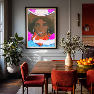 Smoking Cowboy Rodeo Queen Dorothy Pink Spurs Texas Western shown framed by Crum Art