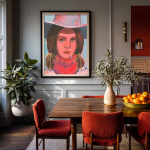 Smoking Cowboy Rodeo Queen Lana Lookalike Texas Western shown framed by Crum Art
