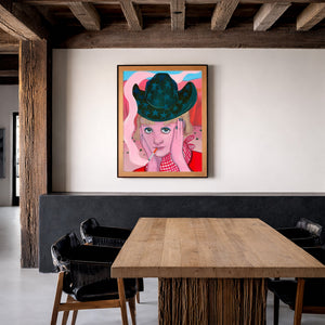 Smoking Cowboy Rodeo Queen Emma Texas Western shown framed by Crum Art