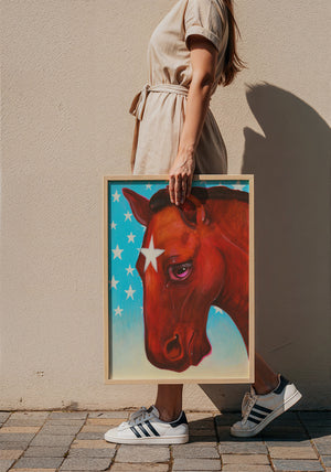 Star Horse Dreamer horse art print by Caya Crum — framed with velvet mat