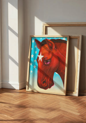 Star Horse Dreamer horse art print by Caya Crum — neutral frame room mockup