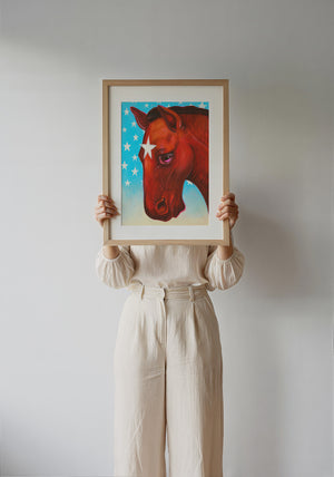 Star Horse Dreamer horse art print by Caya Crum — framed with velvet mat