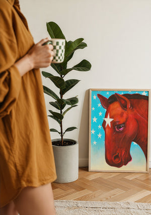 Star Horse Dreamer horse art print by Caya Crum — framed with velvet mat