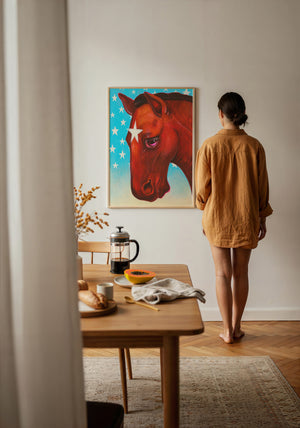 Star Horse Dreamer horse art print by Caya Crum — framed with velvet mat