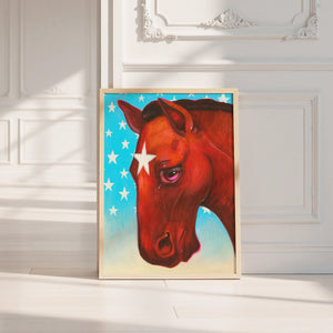 Star Horse Dreamer horse art print by Caya Crum — neutral frame room mockup