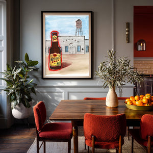 Gruene Hall With Shiner Bottle shown framed by Crum Art