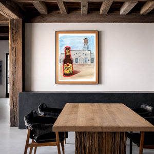 Gruene Hall With Shiner Bottle shown framed by Crum Art