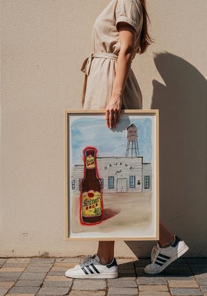 Shiner at Gruene Hall Texas art print by Caya Crum — framed with velvet mat