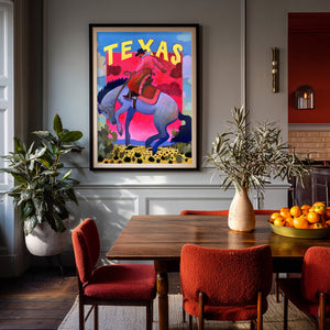 Cowboy Bronc Buster shown framed by Crum Art