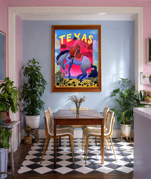 Cowboy Bronc Buster shown framed by Crum Art