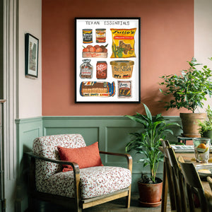 Texas Essentials print by Caya Crum in a soft neutral corner