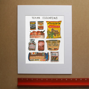 Texas Essentials print by Caya Crum, hand-signed vertical print