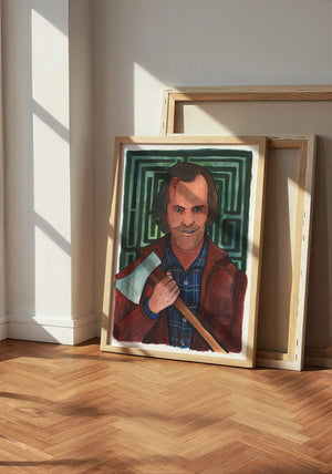 The Shining Jack Nicholson fan art print by Caya Crum — neutral frame room mockup