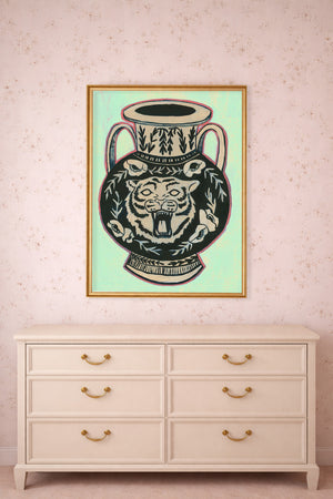 Tiger Amphora Fine Art Print - Mint Green